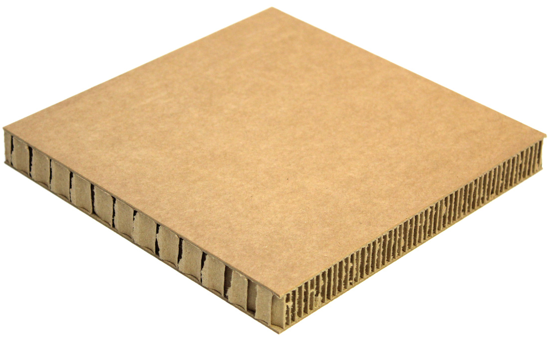 También llamado paper board, el Honeycomb cartón es una lamina rigida corrugada de kraft 100 % reciclable con dos caras blancas y núcleo de panal de abeja más fuerte y estable para carga.
